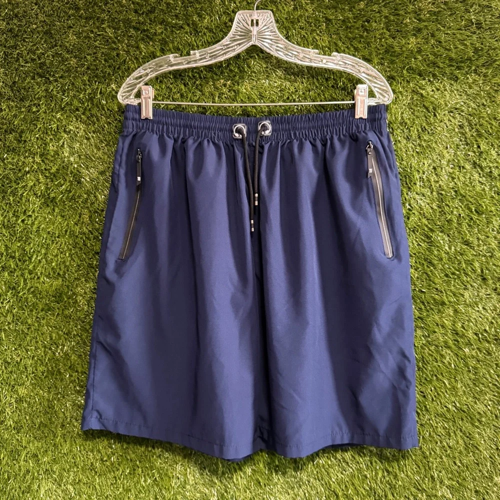 Navy Zip Pocket Swim Shorts Trunks